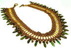 Gold Turquoise Picasso Beadweaving Necklace