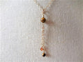 Gold Chain Necklace with Crystal and Tiger Eye Drop