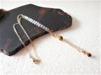 Gold Chain Necklace with Crystal and Tiger Eye Drop