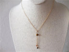 Gold Chain Necklace with Crystal and Tiger Eye Drop