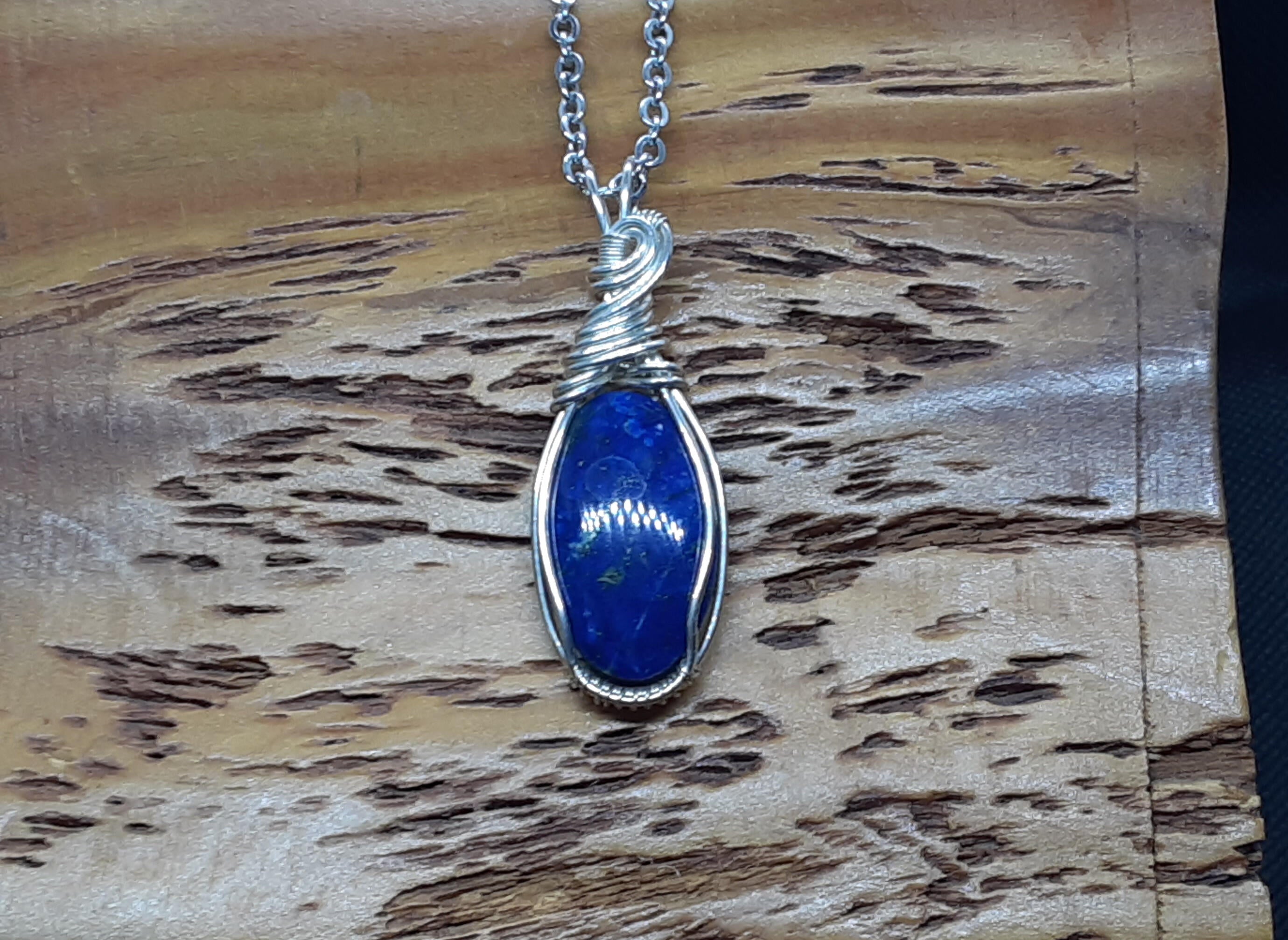 Wire Wrapped Lapis Pendant
