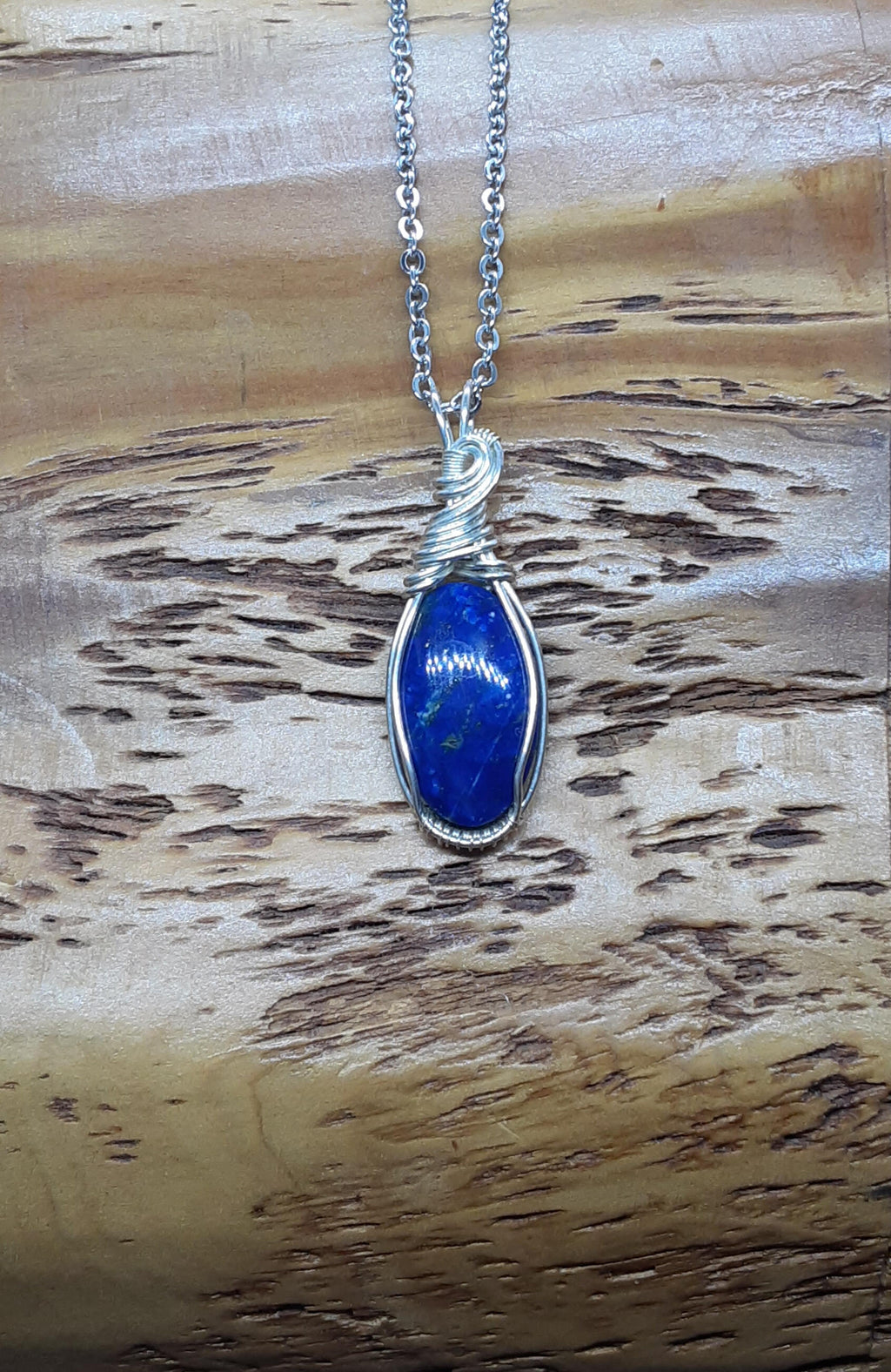 Wire Wrapped Lapis Pendant