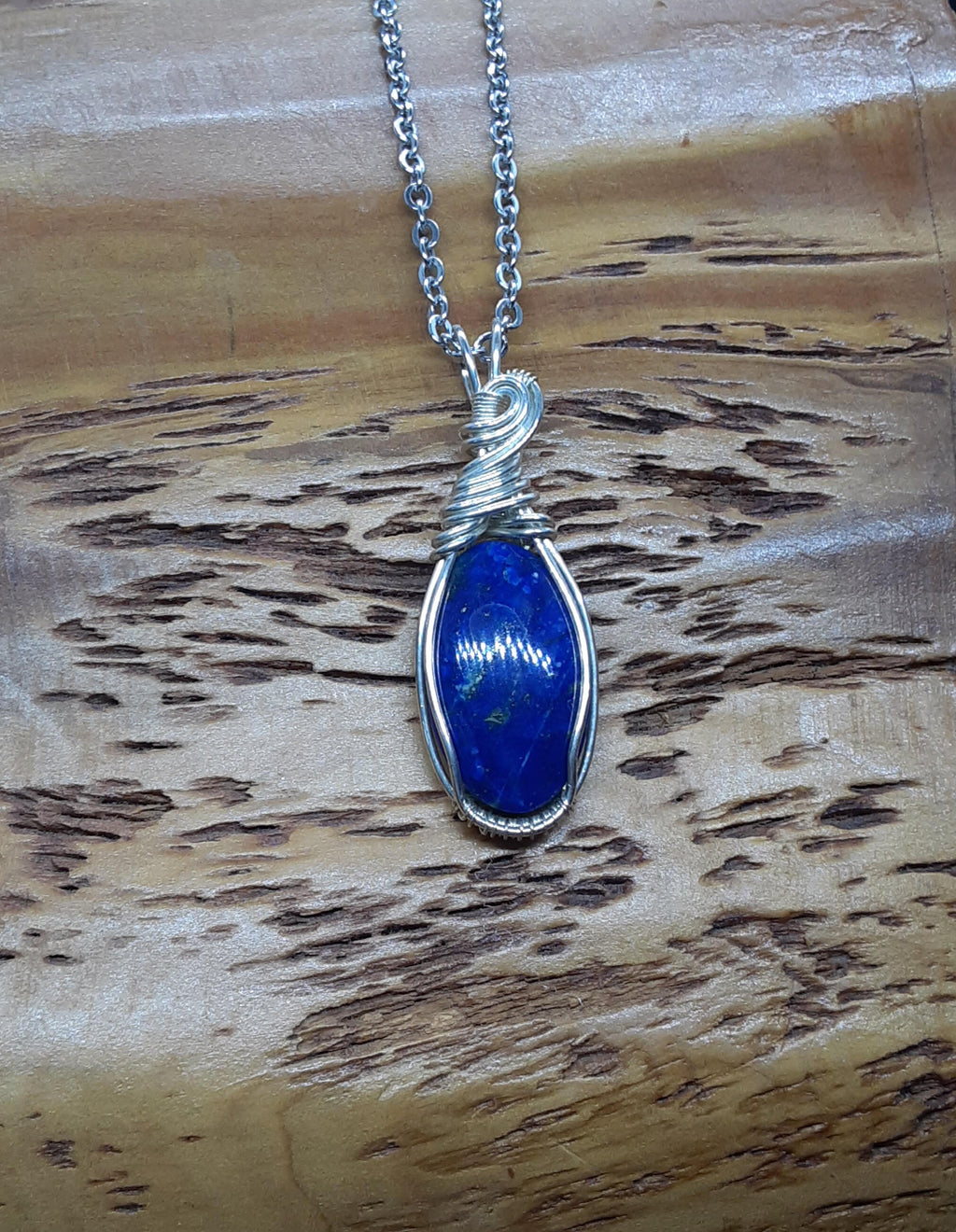 Wire Wrapped Lapis Pendant
