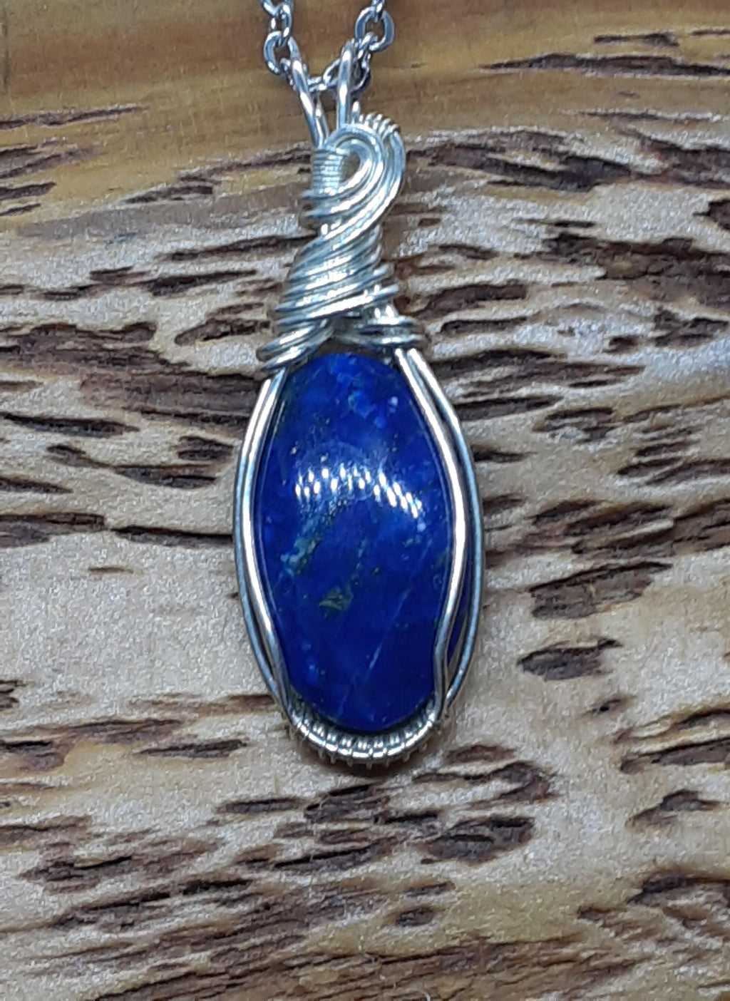 Wire Wrapped Lapis Pendant