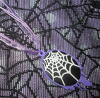 Lilac Dripping Black and White Spider Web Cameo Necklace