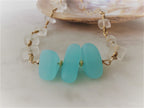 Aqua and white wire wrapped necklace