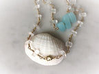 Aqua and white wire wrapped necklace
