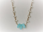 Aqua and white wire wrapped necklace