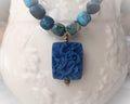 Blue dragon pendant with kyanite beads