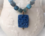 Blue dragon pendant with kyanite beads