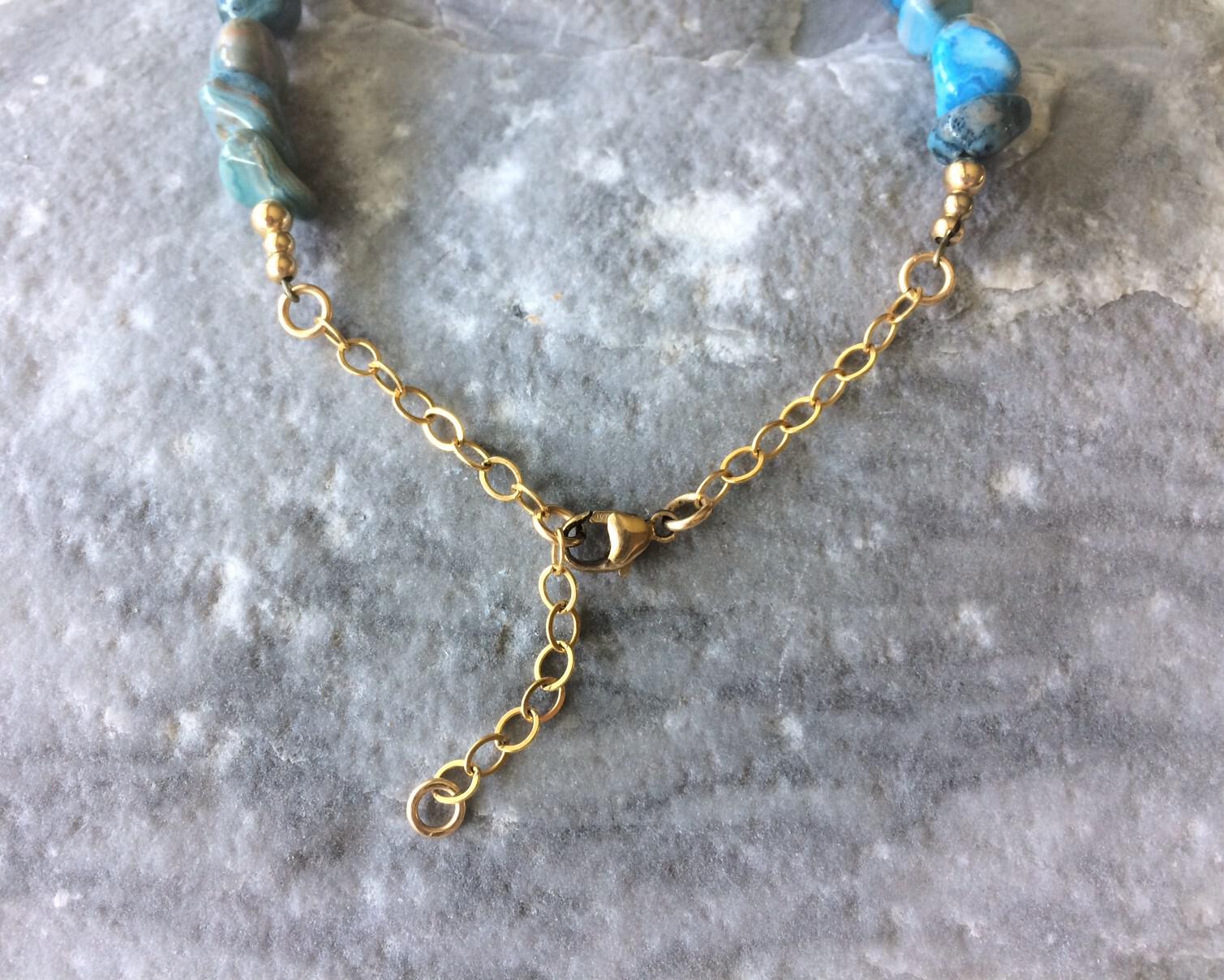 Blue dragon pendant with kyanite beads