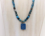 Blue dragon pendant with kyanite beads