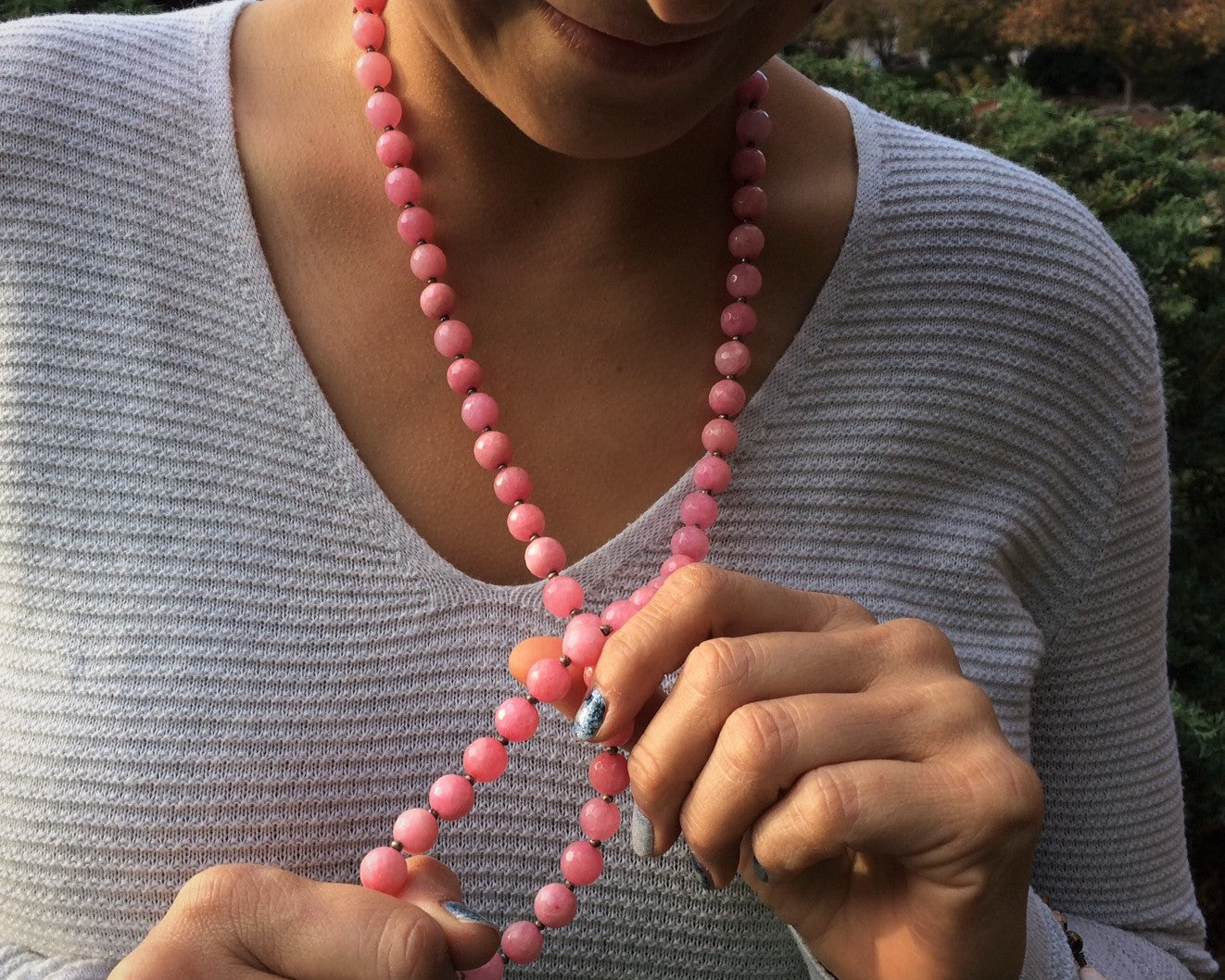 Pink beaded necklace