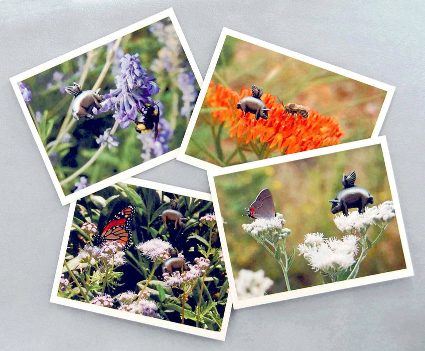 Flying Pig Note Cards - Piggy Pollinator Series
