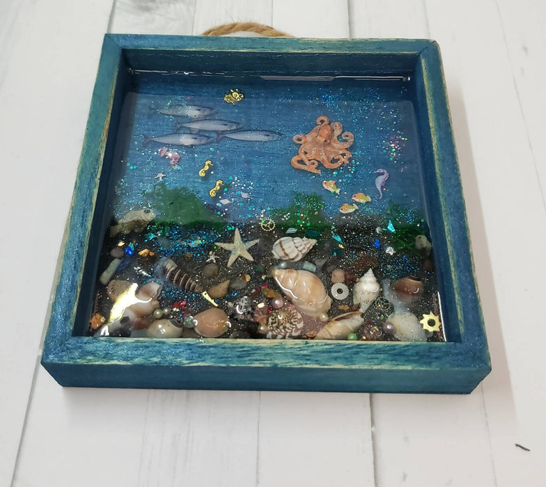 Framed Resin Ocean Sealife Wall Hanging or Tabletop Art