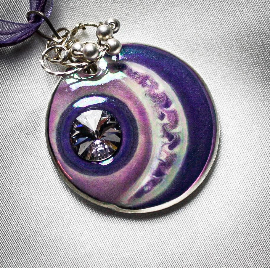 Purple Moon Porcelain Pendant