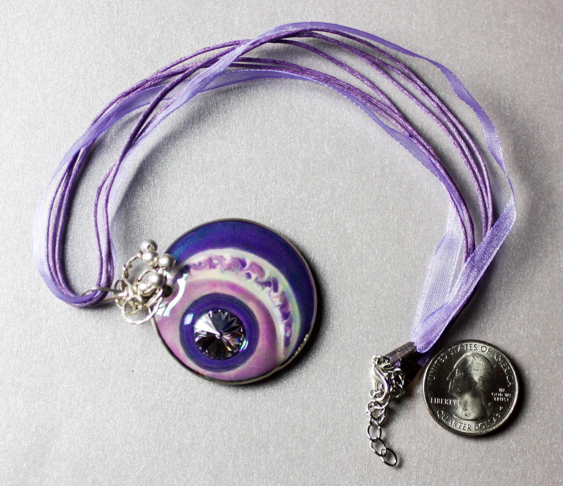 Purple Moon Porcelain Pendant