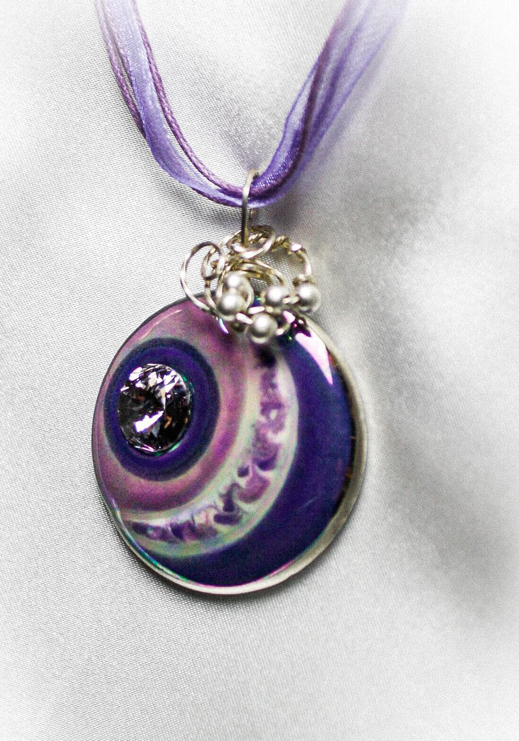 Purple Moon Porcelain Pendant