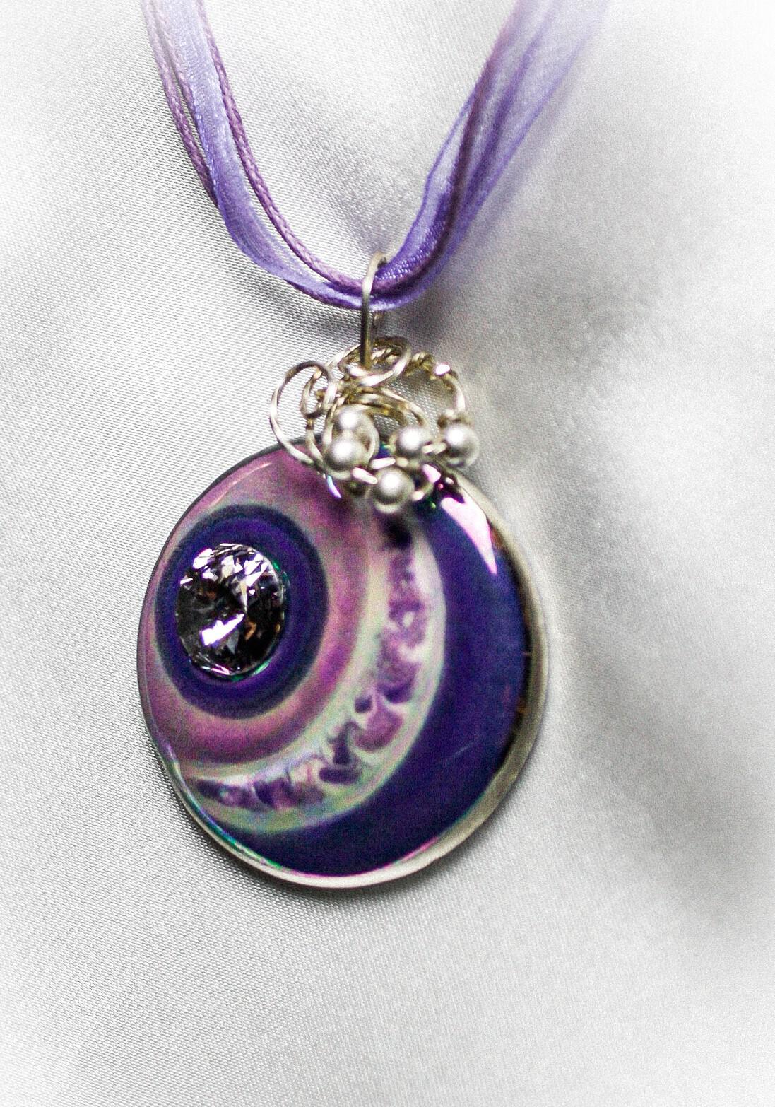 Purple Moon Porcelain Pendant