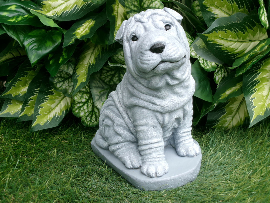 Shar-Pei Dog Concrete Statue 4.75 x 7 x 8" High
