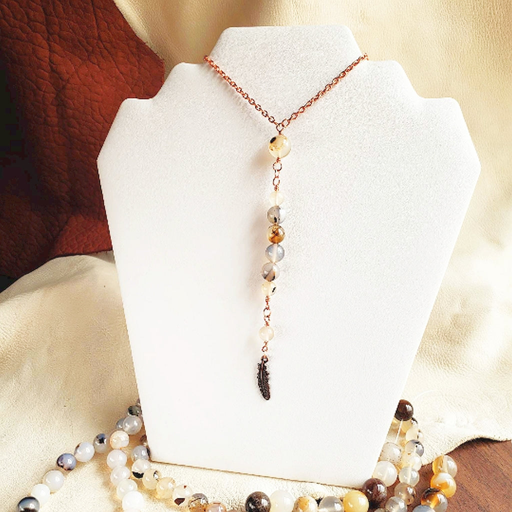 Montana Agate Beaded Copper Necklace