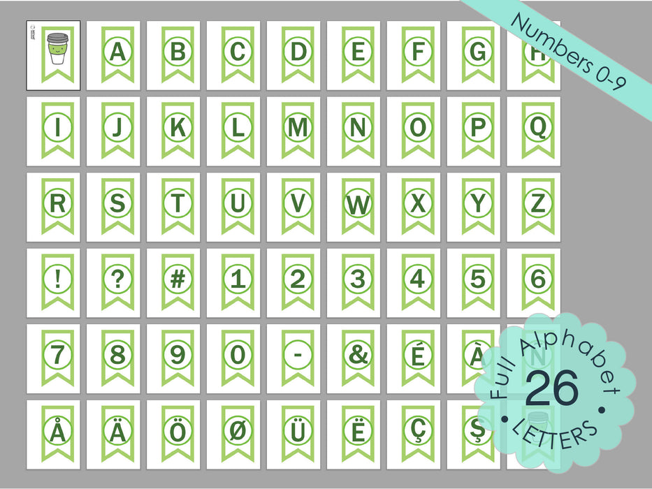 DIY Printable Custom Coffee Themed Birthday Banner, INSTANT DOWNLOAD