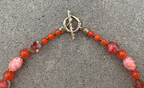 Necklace Set | Orange moonglow Lucite oak leaves, mid-century crystals, vintage glass givre rounds and speckled ovals