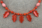 Necklace Set | Orange moonglow Lucite oak leaves, mid-century crystals, vintage glass givre rounds and speckled ovals