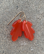 Necklace Set | Orange moonglow Lucite oak leaves, mid-century crystals, vintage glass givre rounds and speckled ovals