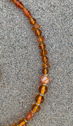 Necklace Set | Amber vintage glass beads, honey amber chips, carnelian faceted ovals, artisan gold bronze