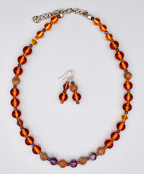 Necklace Set | Vintage Japanese and West German smoky topaz glass beads, amethyst and Super Seven stones