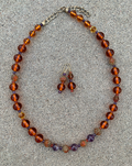 Necklace Set | Vintage Japanese and West German smoky topaz glass beads, amethyst and Super Seven stones