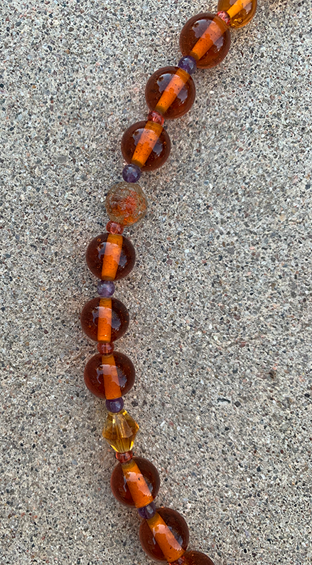 Necklace Set | Vintage Japanese and West German smoky topaz glass beads, amethyst and Super Seven stones
