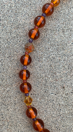 Necklace Set | Vintage Japanese and West German smoky topaz glass beads, amethyst and Super Seven stones