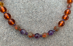 Necklace Set | Vintage Japanese and West German smoky topaz glass beads, amethyst and Super Seven stones