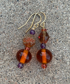 Necklace Set | Vintage Japanese and West German smoky topaz glass beads, amethyst and Super Seven stones