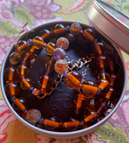 Necklace Set | Vintage Japanese and West German smoky topaz glass beads, amethyst and Super Seven stones
