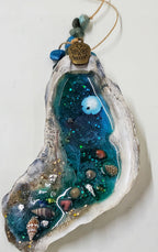 Natural Resin Oyster Shell Beach Scene Wall Art or Hanging Decor