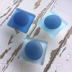 Beach Glass Tile Cabinet Knobs Drawer Pulls with Organic Sea Glass Accents