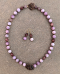Necklace Set | Gorgeous kunzite rounds, faceted strawberry quartz, bronze lost wax pendant and clasp