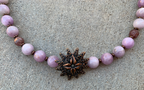 Necklace Set | Gorgeous kunzite rounds, faceted strawberry quartz, bronze lost wax pendant and clasp