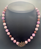 Necklace Set | Gorgeous kunzite rounds, faceted strawberry quartz, bronze lost wax pendant and clasp