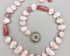 Necklace Set | Morganite petals, Lucite, 1950s Italian aventurina rounds, sterling silver rondelles