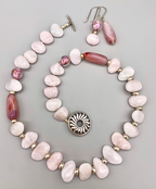 Necklace Set | Morganite petals, Lucite, 1950s Italian aventurina rounds, sterling silver rondelles