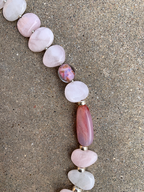 Necklace Set | Morganite petals, Lucite, 1950s Italian aventurina rounds, sterling silver rondelles