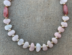 Necklace Set | Morganite petals, Lucite, 1950s Italian aventurina rounds, sterling silver rondelles