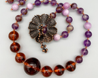 Necklace Set | 1930s Bakelite amber rounds, amethyst, Kunzite, artisan findings