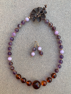 Necklace Set | 1930s Bakelite amber rounds, amethyst, Kunzite, artisan findings