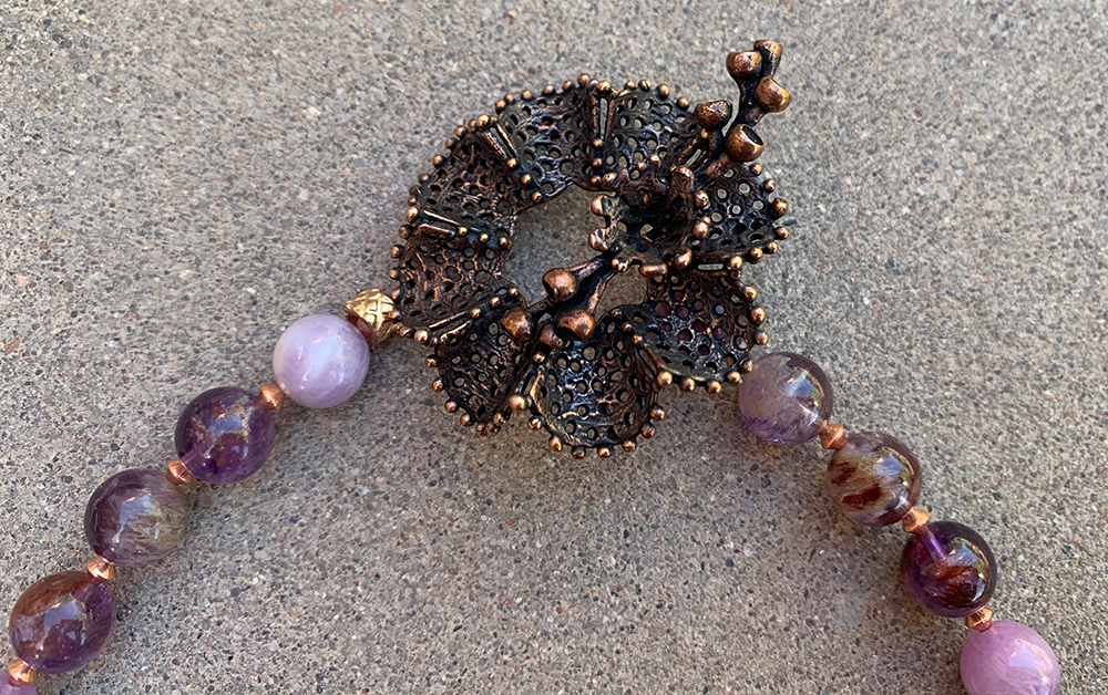 Necklace Set | 1930s Bakelite amber rounds, amethyst, Kunzite, artisan findings