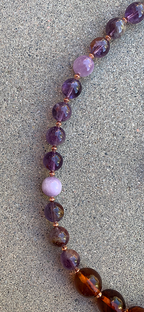 Necklace Set | 1930s Bakelite amber rounds, amethyst, Kunzite, artisan findings
